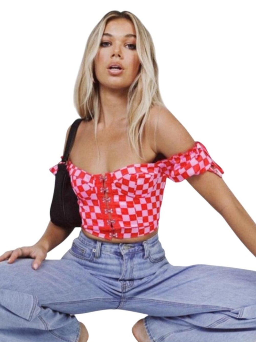 PRINCESS POLLY CROP TOP CORSET TOP PINK RED Y2K 90's INDIE URBAN FESTIVAL SZ 8